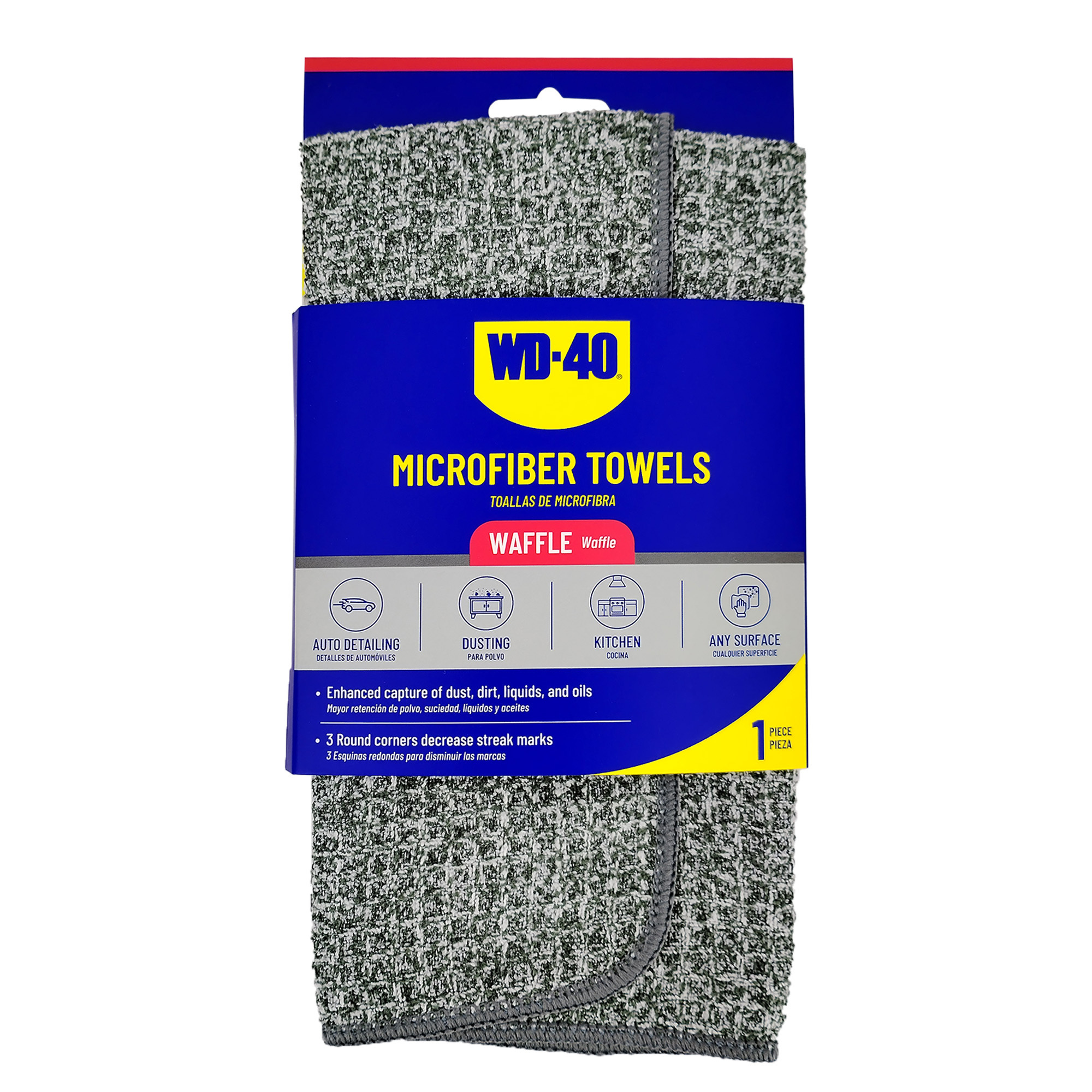 WD-40 Waffle Multipurpose Microfiber Towel — 300 GSM, Gray, 1 Pack, Model# L40220